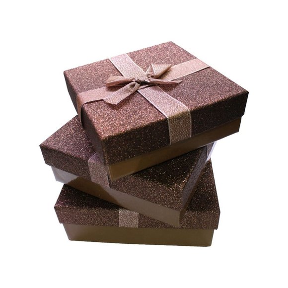 coffee and Gold Glitter Box with Bow - 7466 - Picture 4 of 4